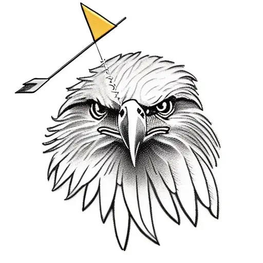 eagle carrying olive branches being pierced by an arrow tattoo design idea