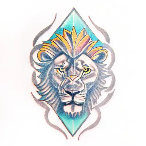 man and lion alter ego tattoo design idea