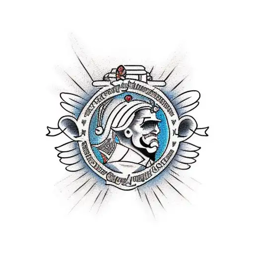 Create a traditional American-style tattoo design for the front of the right forearm, merging a man's alter ego tattoo design idea