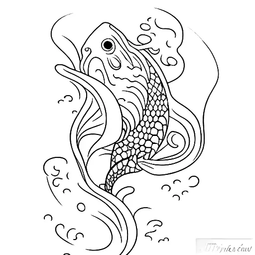 pez koi con una F tattoo design idea