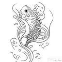 pez koi con una F tattoo design idea