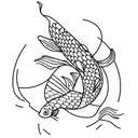 pez koi con una F tattoo design idea