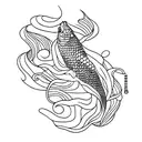 pez koi con una F tattoo design idea