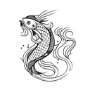 pez koi con una F tattoo design idea