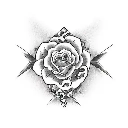 Breast Cancer ribbon with crosses and roses tattoo design idea