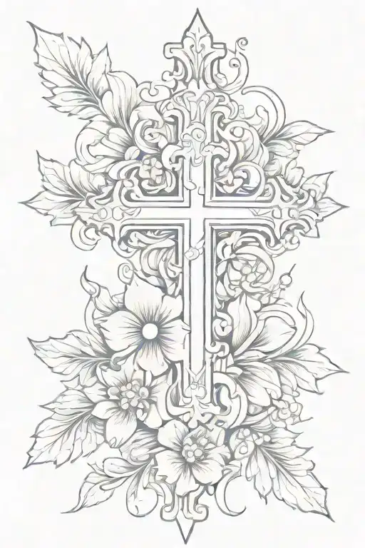 floral cross tattoo tattoo design idea