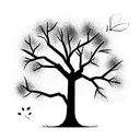 tree,leaves falling from the wind,apple tree tattoo design idea