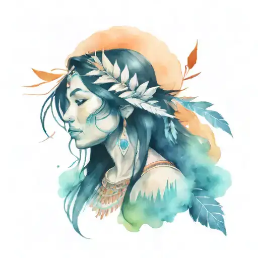 pocahontas colours of the wind  style tattoo tattoo design idea