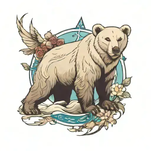 nightingale and polar bear   tattoo design idea