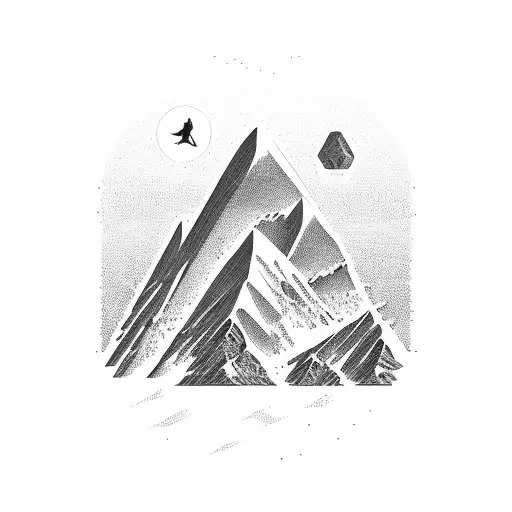 A mountain range silhouette with a barbell incorporated into the design tattoo design idea
