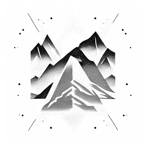 A mountain range silhouette with a barbell incorporated into the design tattoo design idea