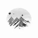 A mountain range silhouette with a barbell incorporated into the design tattoo design idea