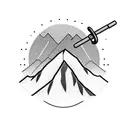 A mountain range silhouette with a barbell incorporated into the design tattoo design idea