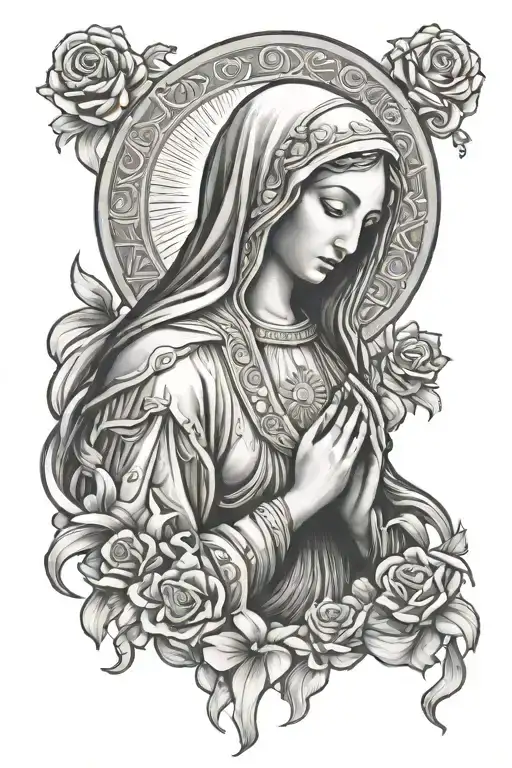 saint virgin mary tattoo design idea