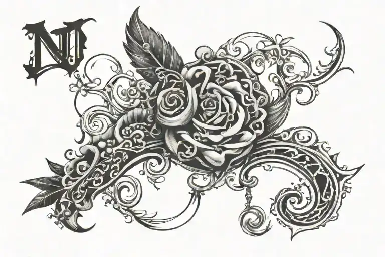 2008 generation and letters DZENOPOLJAC tattoo design idea