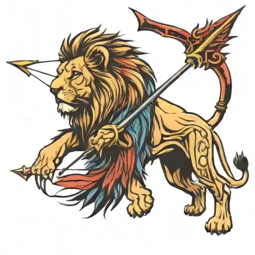lion and bow arrow  tattoo design idea
