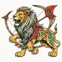 lion and bow arrow  tattoo design idea