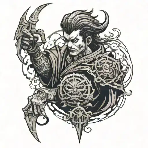 Create a brand like tattoo from the brands designs from Berserk, Doom, Bloodborne and Penitent One from Blasphemous.  tattoo design idea