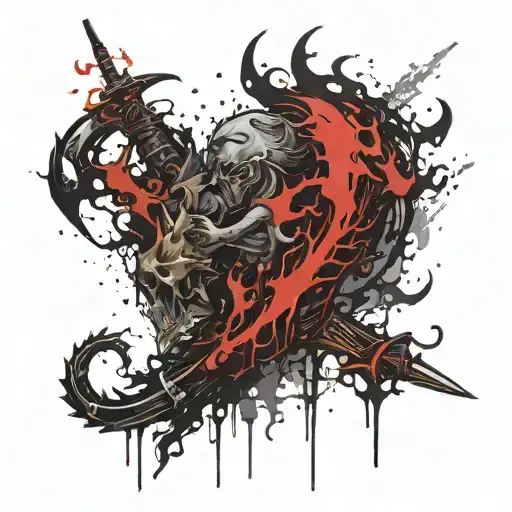Create a brand like tattoo from the brands designs from Berserk, Doom, Bloodborne and Penitent One from Blasphemous.  tattoo design idea
