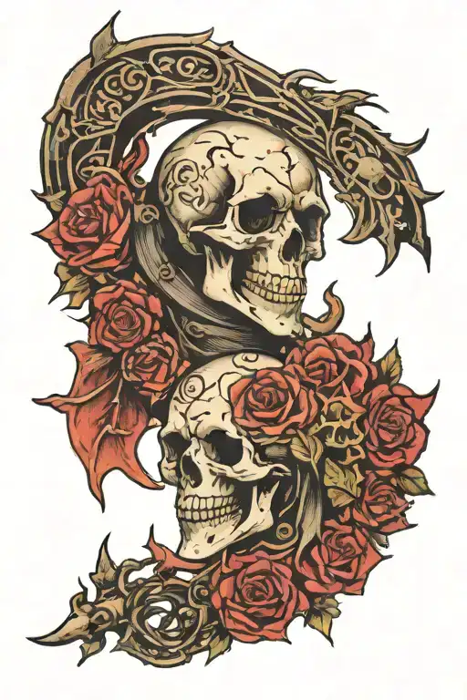 Create a tattoo from the brands designs from Berserk, Doom, Bloodborne and Penitent One from Blasphemous.  tattoo design idea