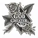 god is greater than high and low   tattoo design idea