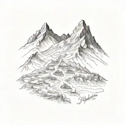 wasatch mountains utah lord of the rings map style tattoo design idea