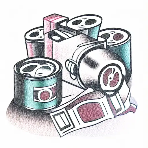 35mm cinema film with two roll on sides tattoo design idea