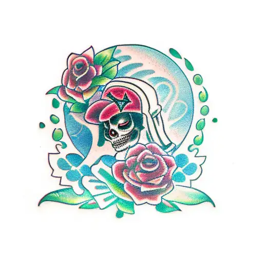 mexican female day of the dead overthinker  tattoo design idea