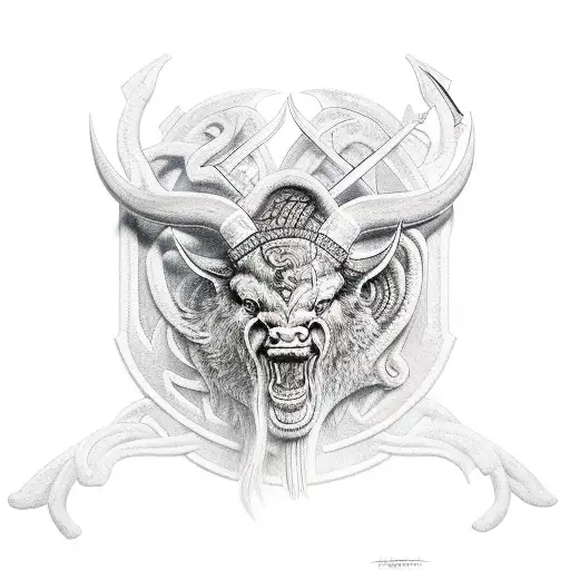 thesius kills minotaur  tattoo design idea