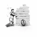 Rugby player breaking through a brick wall tattoo design idea