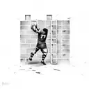 Rugby player breaking through a brick wall tattoo design idea