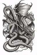 aggressive dragon flying tattoo design idea