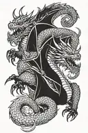 aggressive dragon flying tattoo design idea