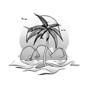 Swimming turtle with palm trees in the background tattoo design idea