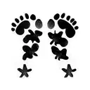 Memory tattoo, real baby footprint, butterfly, stars tattoo design idea