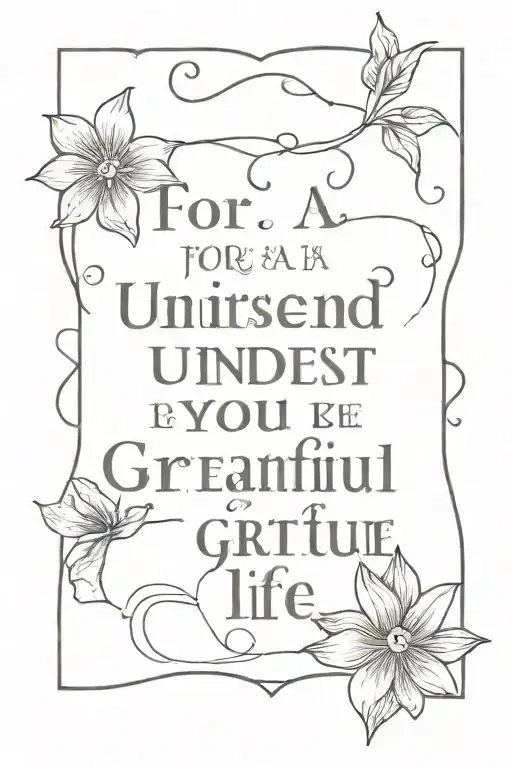 tatto with a text: For a reason understand accept and be grateful your life goes to where you tattoo design idea