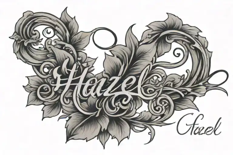 HAZEL in cursive writing tattoo design idea