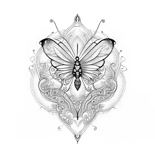 A delicate butterfly with intricate patterns of love and strength, incorporating Greek motifs for a unique and meaningful tattoo tattoo design idea