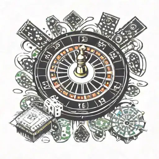 blackjack and roulette wheel tattoo design idea