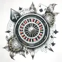blackjack and roulette wheel tattoo design idea