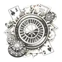 blackjack and roulette wheel tattoo design idea