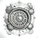 blackjack and roulette wheel tattoo design idea