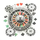 blackjack and roulette wheel tattoo design idea