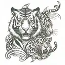 warrior and tiger head tattoo design idea