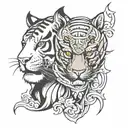 warrior and tiger head tattoo design idea