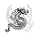 Dragon caraxes curled around a medieval castle tattoo design idea
