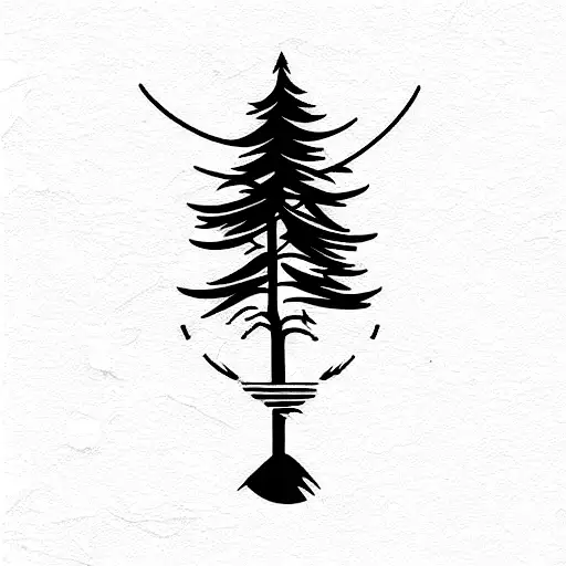 mountain trees racoon whale killer  tattoo design idea