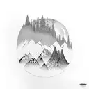 moutain with trees, raccoon, killer whale tail tattoo design idea