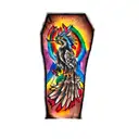 phoenix, colored, red and orange, rainbow tattoo design idea