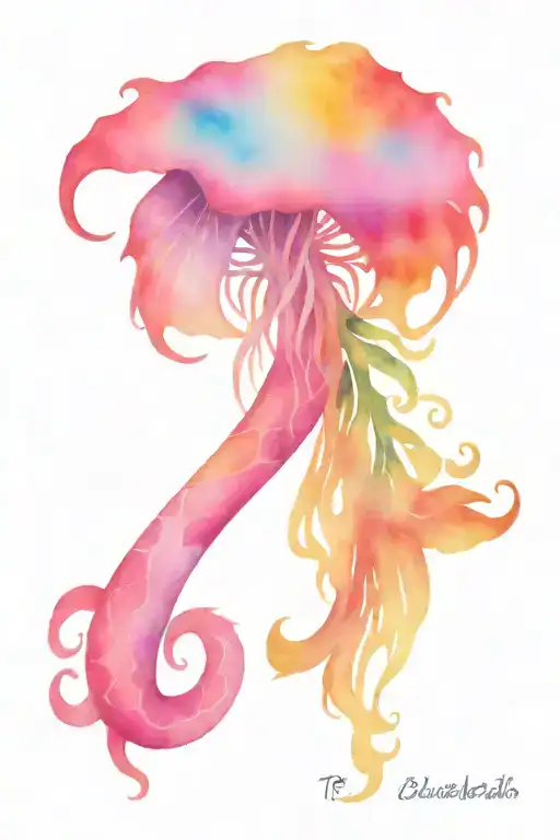 Ocean, Flamingo, Palm tree, Sea turtle, Mermaid, Pineapple, Jellyfish, Seahorse  tattoo design idea